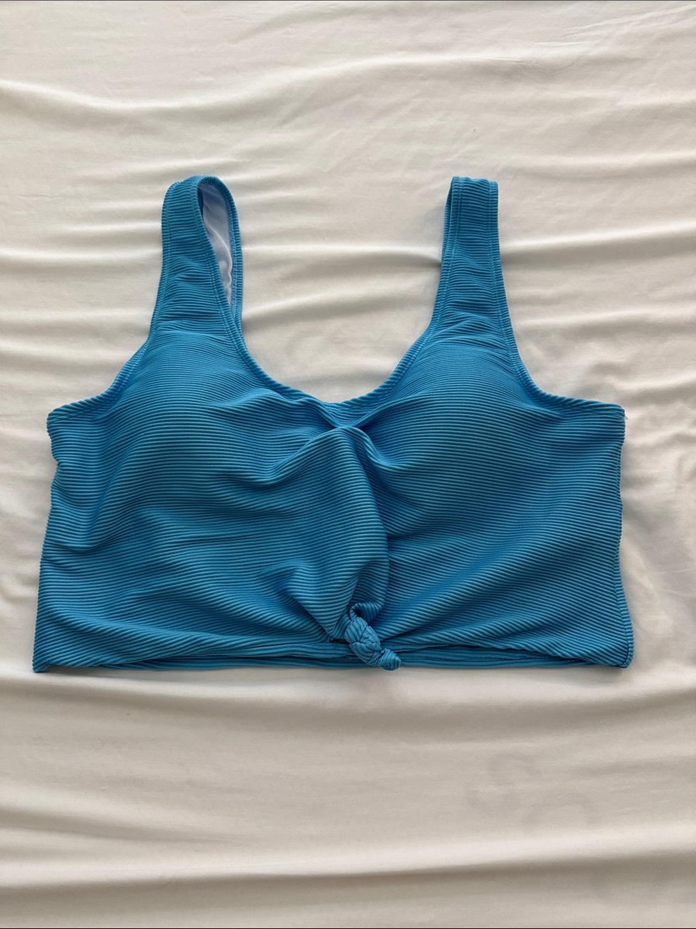 Coral Reef Blue Ribbed Knot Front Bralette Top